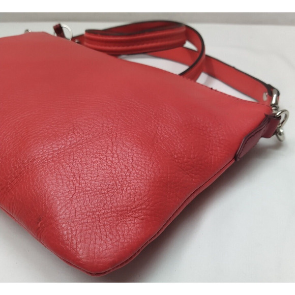 Fossil Red Leather Credit Card Slots Zipper Closure Crossbody Bag - Picture 9 of 16